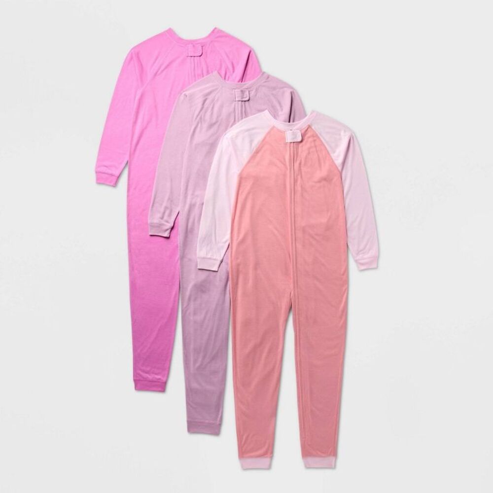 Kids' 3pk Adaptive Reversible Union Suit - Cat & Jack Pink/Purple M